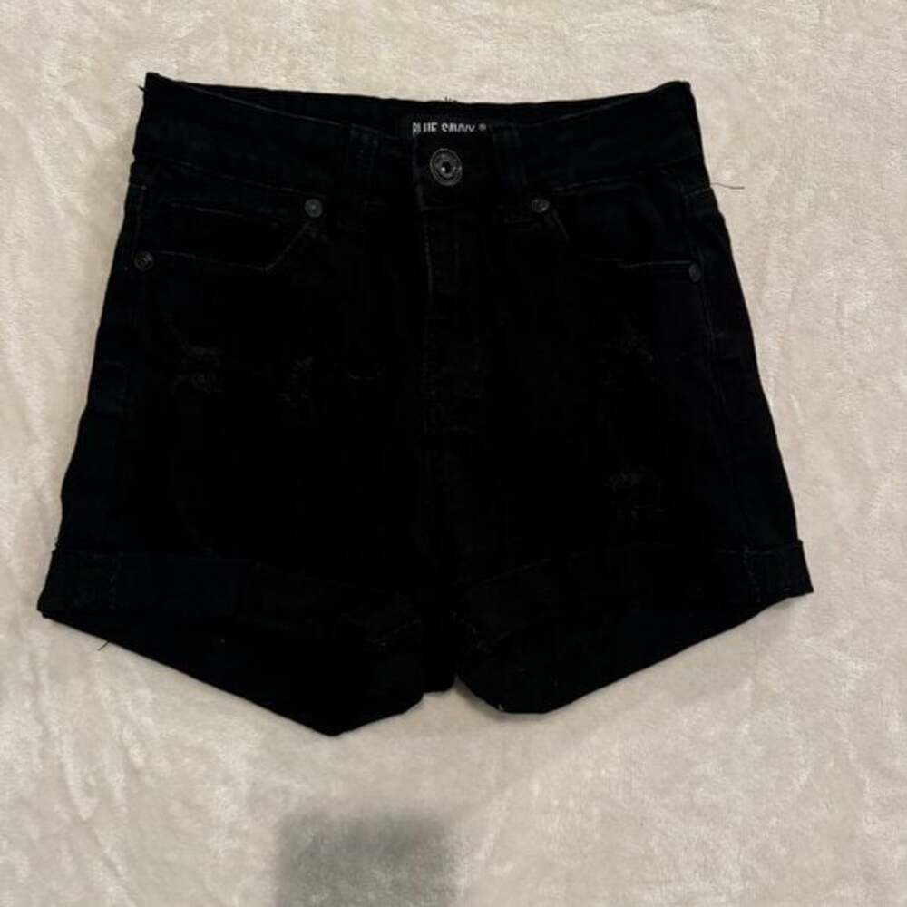 Blue Savvy Black Denim Shorts Distressed Juniors Size 3
